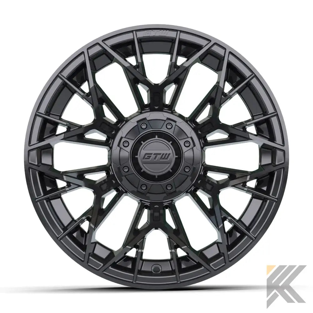12" Stellar Matte Black Golf Cart Wheel - 12"x7" ET-25 Offset⎮GTW® Kryptex Golf Carts
