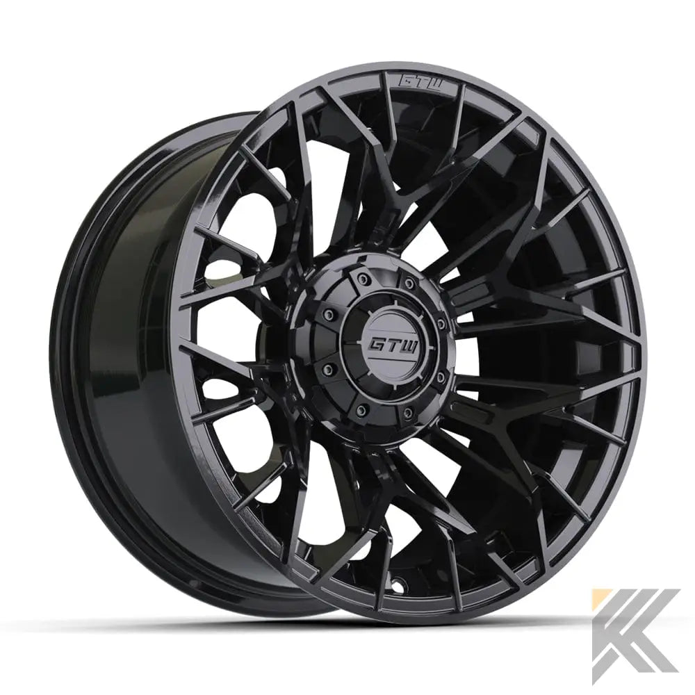 12" Stellar Matte Black Golf Cart Wheel - 12"x7" ET-25 Offset⎮GTW® Kryptex Golf Carts
