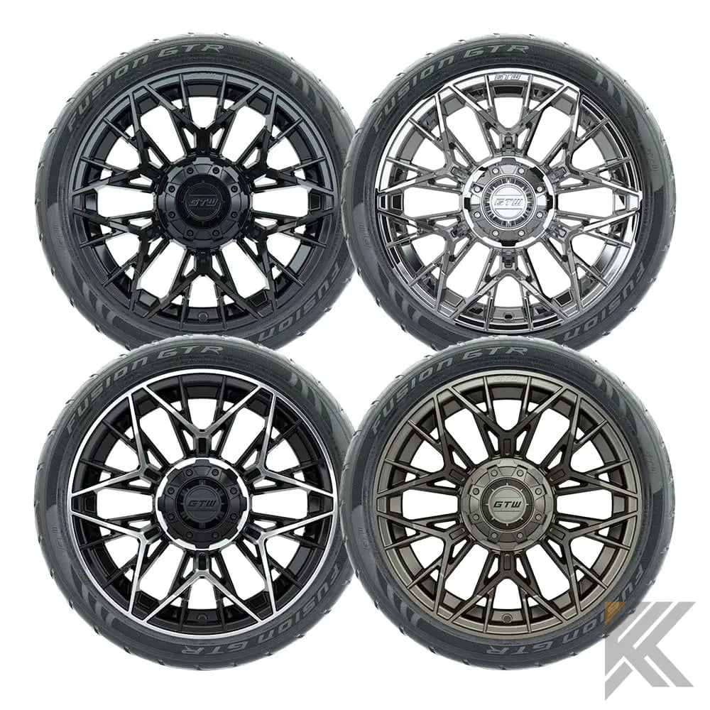 14" GTW® Stellar Wheels with Fusion GTR 205/40R14 DOT Tires - Set of 4 - Select Your Finish Kryptex Golf Carts