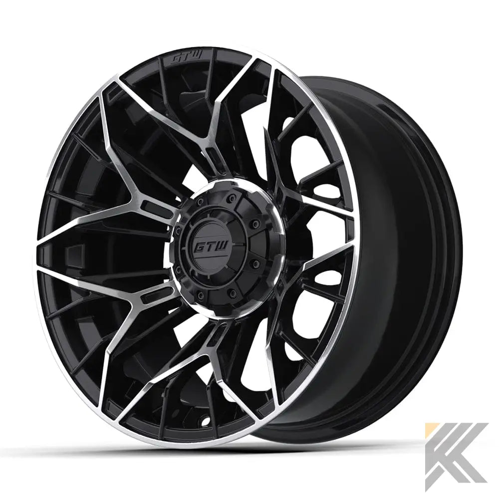 14" Stellar Black / Machined Golf Cart Wheel - 14"x7" ET-25 Offset⎮GTW® Kryptex Golf Carts