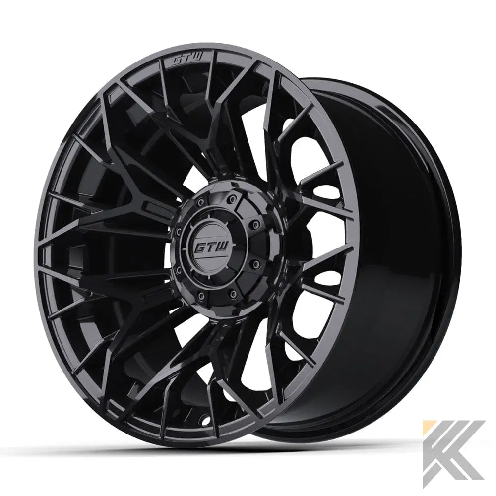 14" Stellar Matte Black Golf Cart Wheel - 14"x7" ET-25 Offset⎮GTW® Kryptex Golf Carts