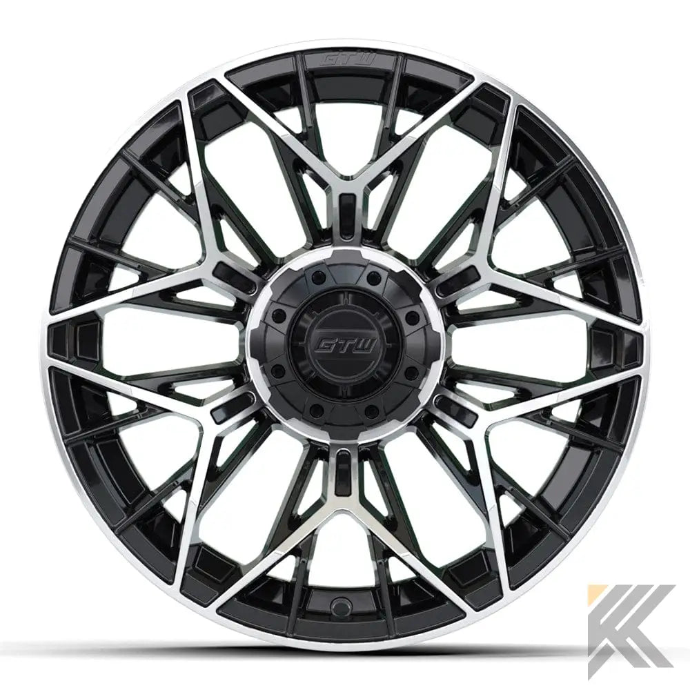 15" Stellar Black / Machined Golf Cart Wheel - 15"x7" ET-25 Offset⎮GTW® Kryptex Golf Carts