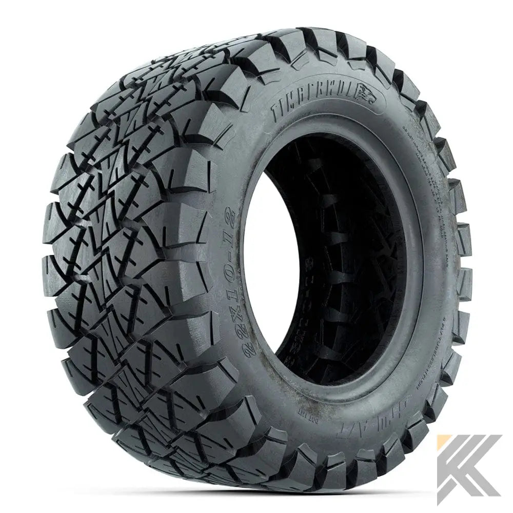 12" GTW Stellar Wheels with Timberwolf 22x10-12 All Terrain Tires Kryptex Golf Carts