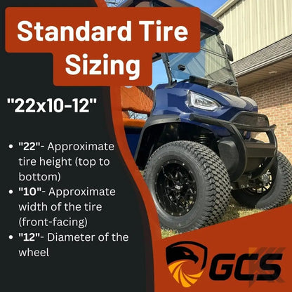 12" GTW Stellar Wheels with Timberwolf 22x10-12 All Terrain Tires Kryptex Golf Carts