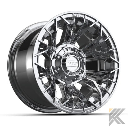 12" Stellar Chrome Golf Cart Wheel - 12"x7" ET-25 Offset⎮GTW® Kryptex Golf Carts