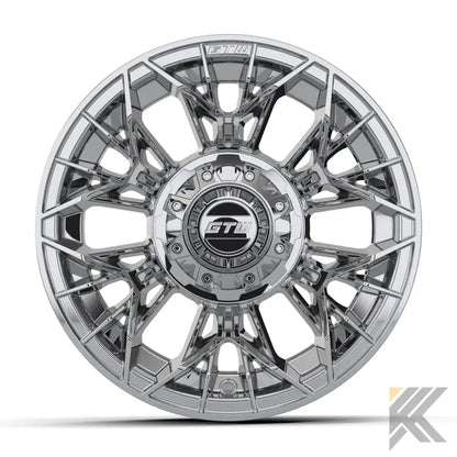 12" Stellar Chrome Golf Cart Wheel - 12"x7" ET-25 Offset⎮GTW® Kryptex Golf Carts