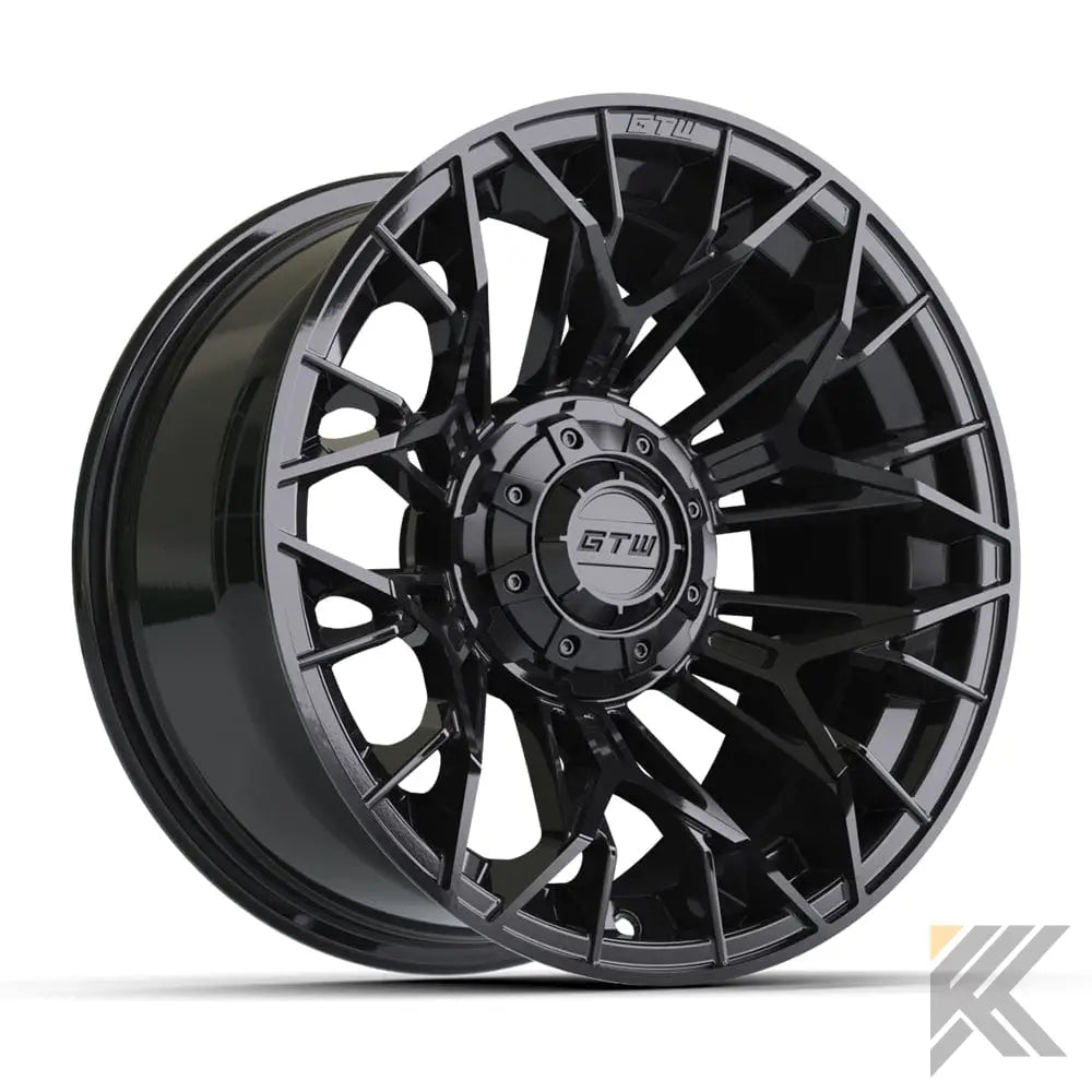 14" GTW® Stellar Wheels with Fusion GTR 255/45R14 DOT Tires - Set of 4 - Select Your Finish Kryptex Golf Carts