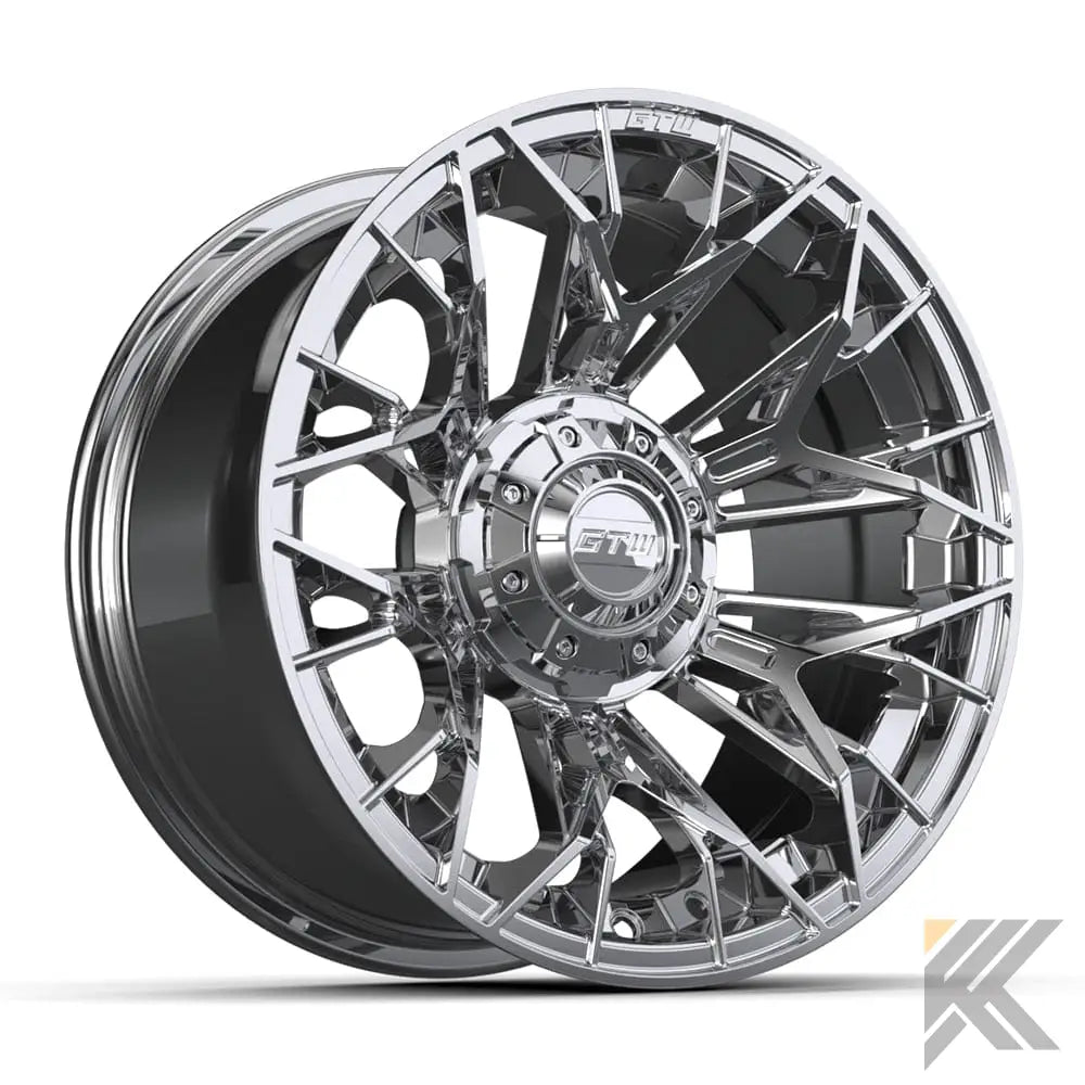 14" GTW® Stellar Wheels with Fusion GTR 255/45R14 DOT Tires - Set of 4 - Select Your Finish Kryptex Golf Carts