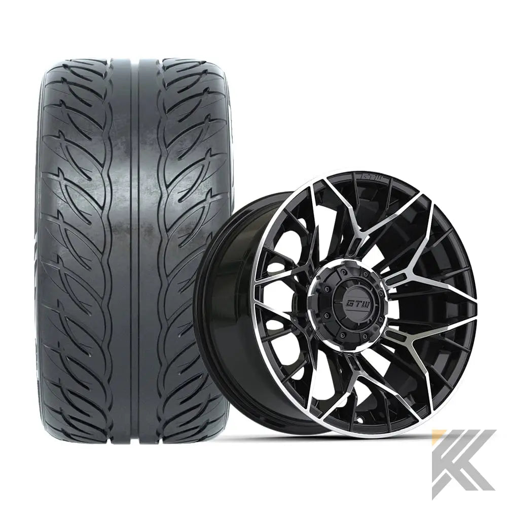 14" GTW® Stellar Wheels with Fusion GTR 255/45R14 DOT Tires - Set of 4 - Select Your Finish Kryptex Golf Carts