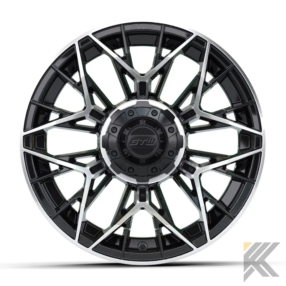 14" GTW® Stellar Wheels with Fusion GTR 255/45R14 DOT Tires - Set of 4 - Select Your Finish Kryptex Golf Carts