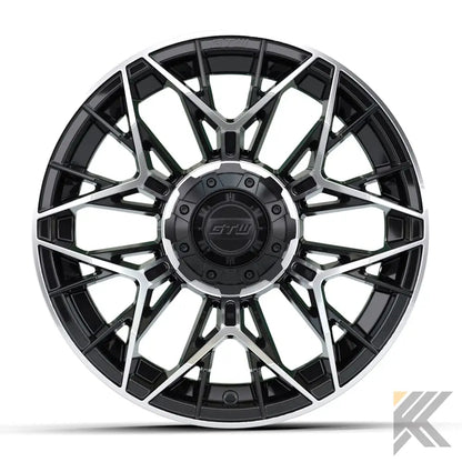 14" GTW® Stellar Wheels with Fusion GTR 255/45R14 DOT Tires - Set of 4 - Select Your Finish Kryptex Golf Carts