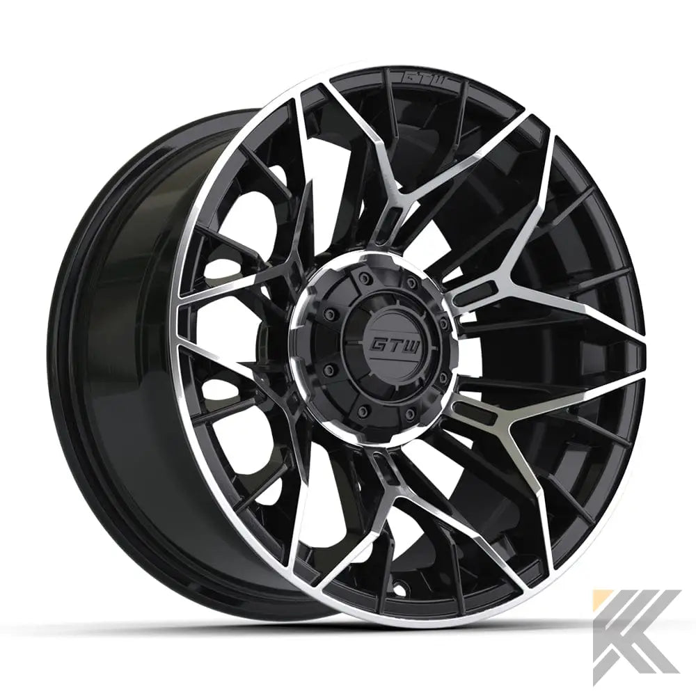 14" GTW® Stellar Wheels with Fusion GTR 255/45R14 DOT Tires - Set of 4 - Select Your Finish Kryptex Golf Carts