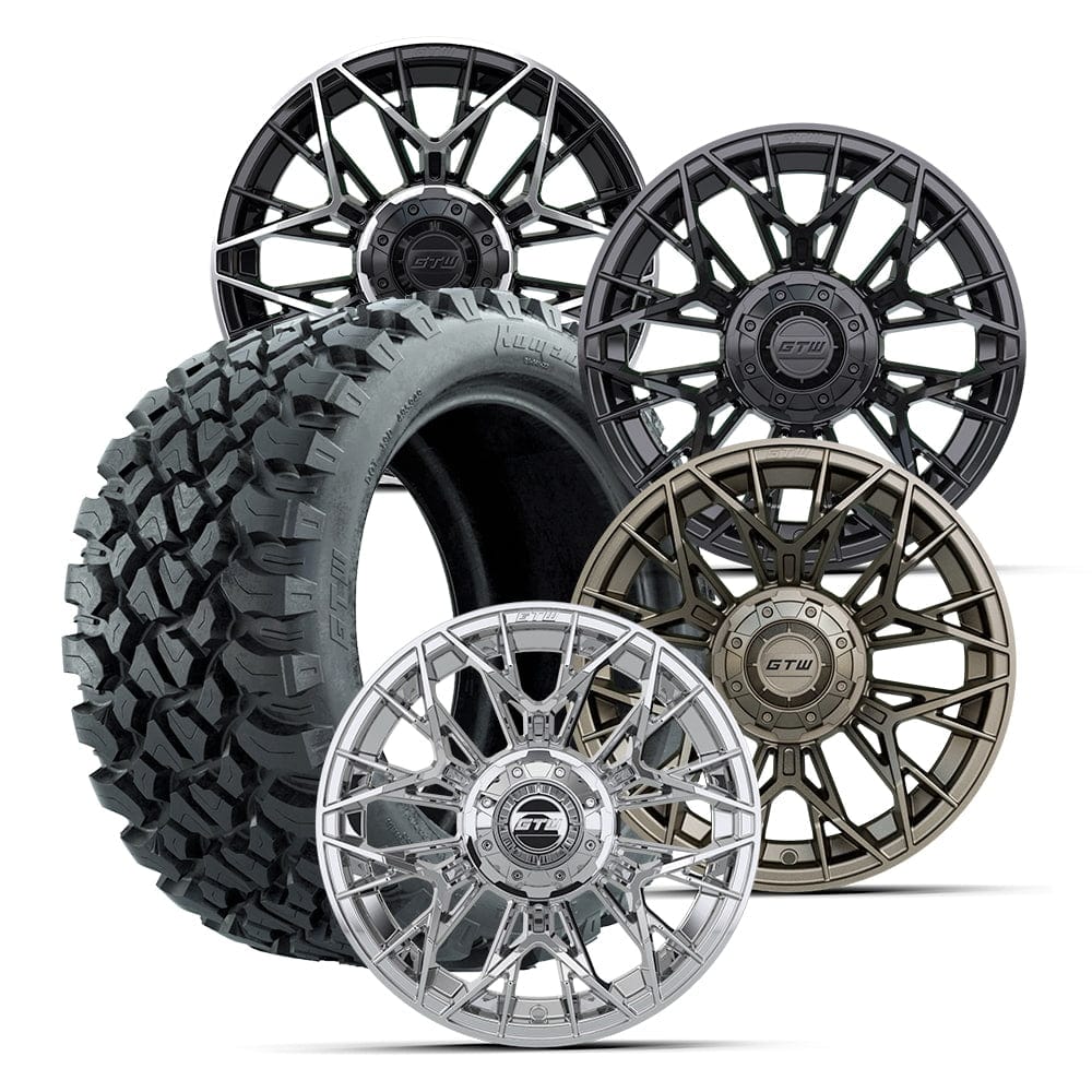 14" GTW® Stellar Wheels with Nomad 23x10R14 Off Road Tires - Set of 4 - Select Your Finish Kryptex Golf Carts