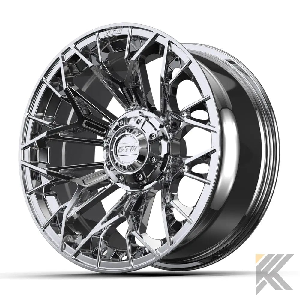 15" Stellar Chrome Golf Cart Wheel - 15"x7" ET-25 Offset⎮GTW® Kryptex Golf Carts