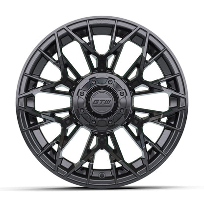 12" Stellar Matte Black Golf Cart Wheel - 12"x7" ET-25 Offset⎮GTW® Kryptex Golf Carts