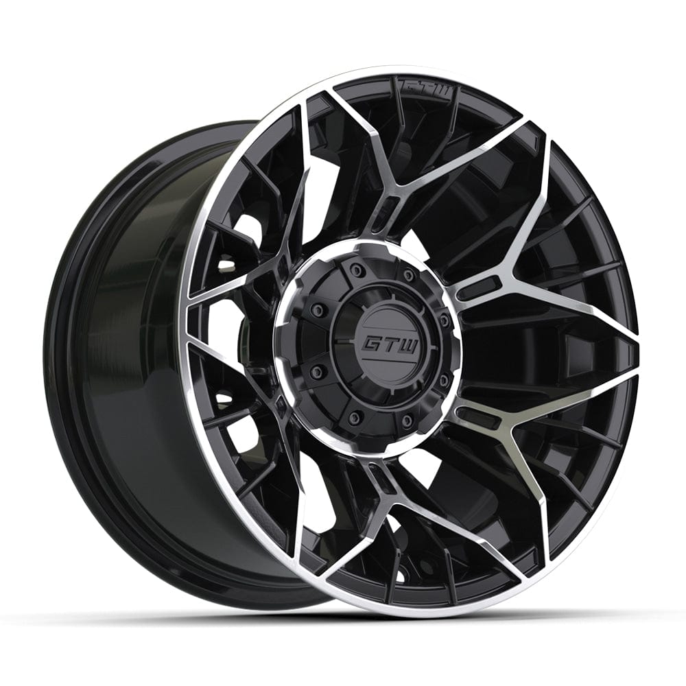 12" Stellar Black / Machined Golf Cart Wheel - 12"x7" ET-25 Offset⎮GTW® Kryptex Golf Carts