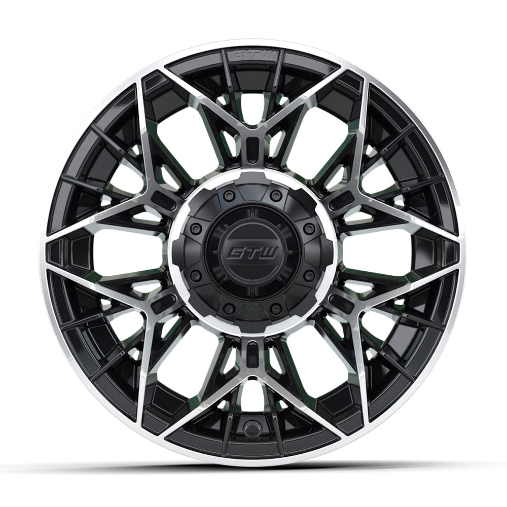 12" Stellar Black / Machined Golf Cart Wheel - 12"x7" ET-25 Offset⎮GTW® Kryptex Golf Carts