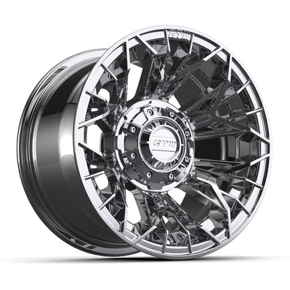 12" Stellar Chrome Golf Cart Wheel - 12"x7" ET-25 Offset⎮GTW® Kryptex Golf Carts