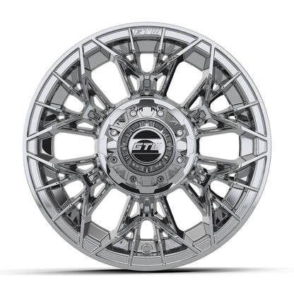 12" Stellar Chrome Golf Cart Wheel - 12"x7" ET-25 Offset⎮GTW® Kryptex Golf Carts