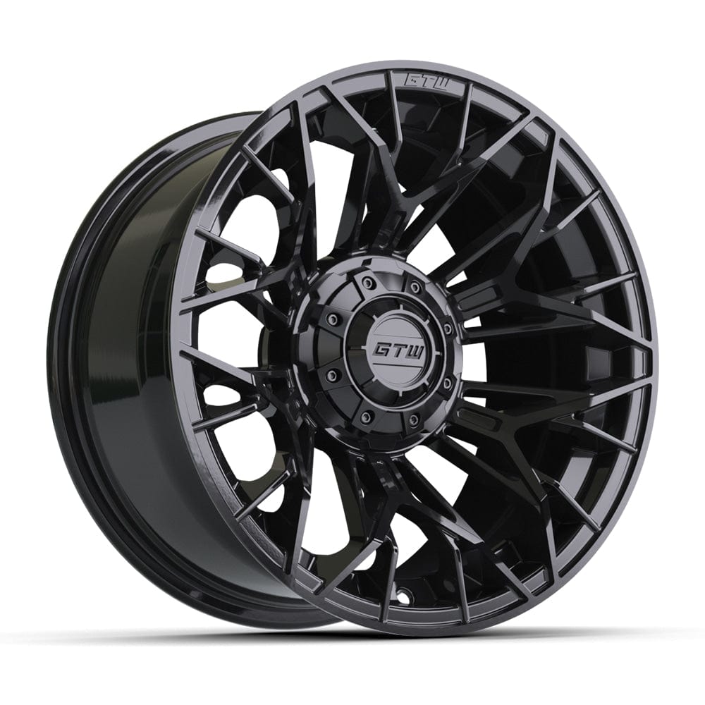 14" Stellar Matte Black Golf Cart Wheel - 14"x7" ET-25 Offset⎮GTW® Kryptex Golf Carts