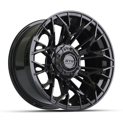 14" Stellar Matte Black Golf Cart Wheel - 14"x7" ET-25 Offset⎮GTW® Kryptex Golf Carts