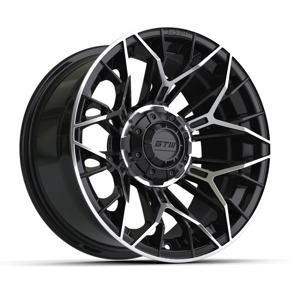 14" GTW® Stellar Wheels with Fusion GTR 255/45R14 DOT Tires - Set of 4 - Select Your Finish Kryptex Golf Carts