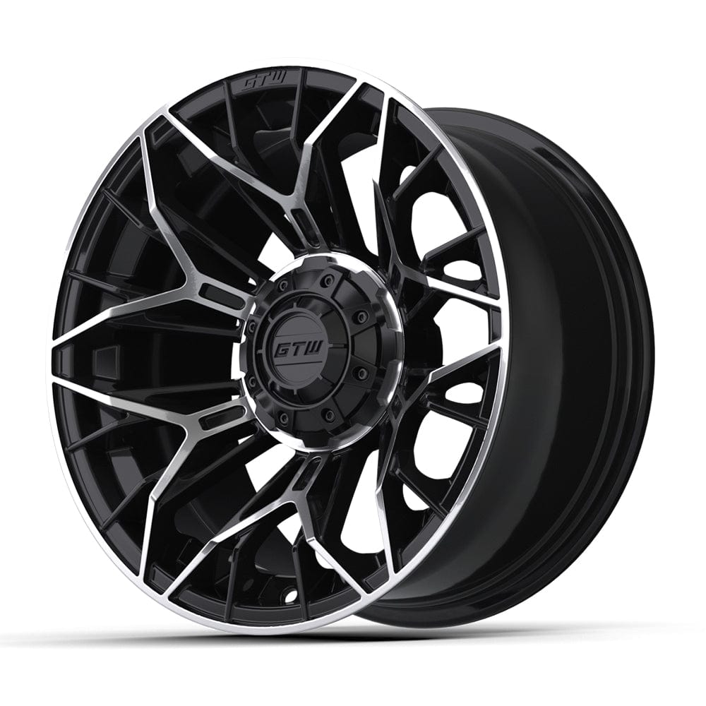 14" Stellar Black / Machined Golf Cart Wheel - 14"x7" ET-25 Offset⎮GTW® Kryptex Golf Carts