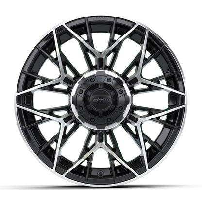 14" Stellar Black / Machined Golf Cart Wheel - 14"x7" ET-25 Offset⎮GTW® Kryptex Golf Carts