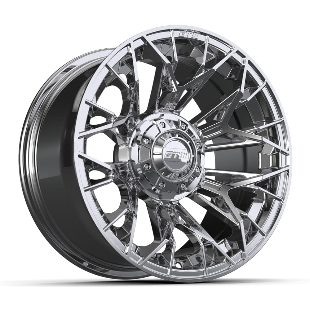 14" Stellar Chrome Golf Cart Wheel - 14"x7" ET-25 Offset⎮GTW® Kryptex Golf Carts