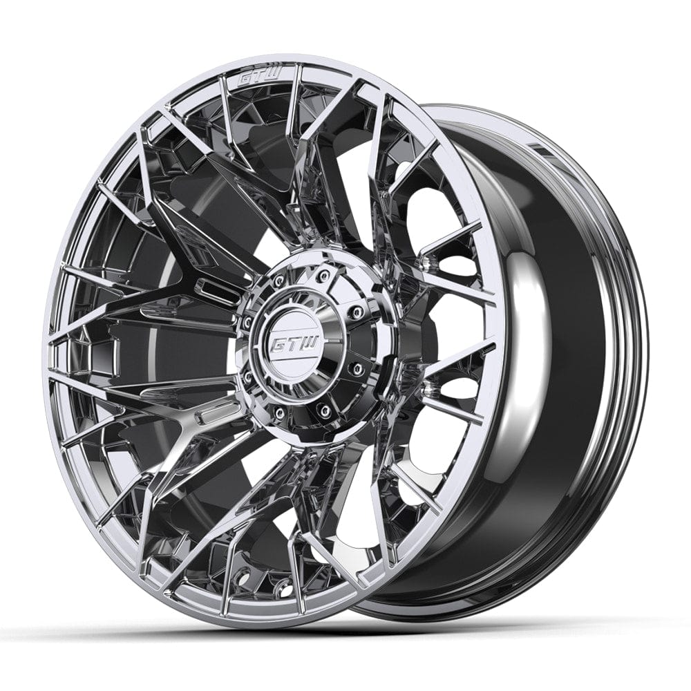 14" Stellar Chrome Golf Cart Wheel - 14"x7" ET-25 Offset⎮GTW® Kryptex Golf Carts