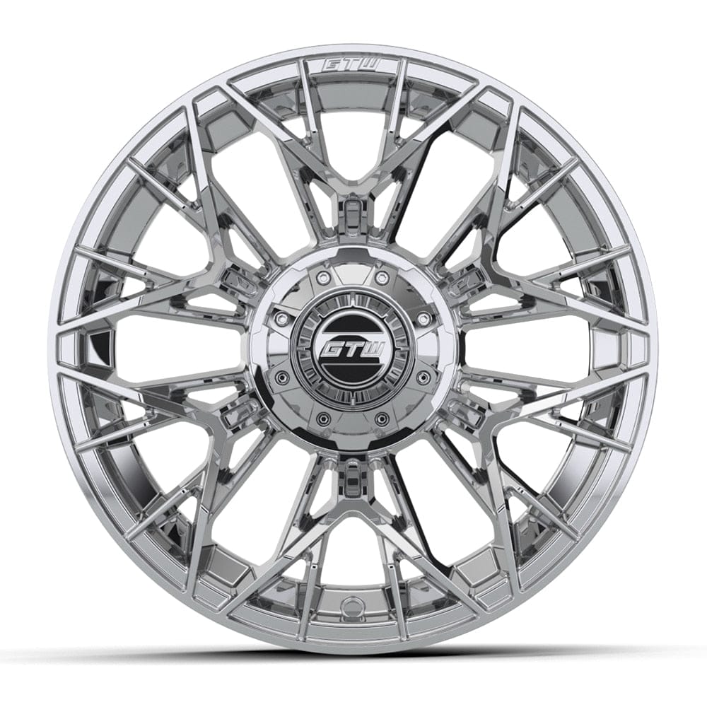 14" Stellar Chrome Golf Cart Wheel - 14"x7" ET-25 Offset⎮GTW® Kryptex Golf Carts