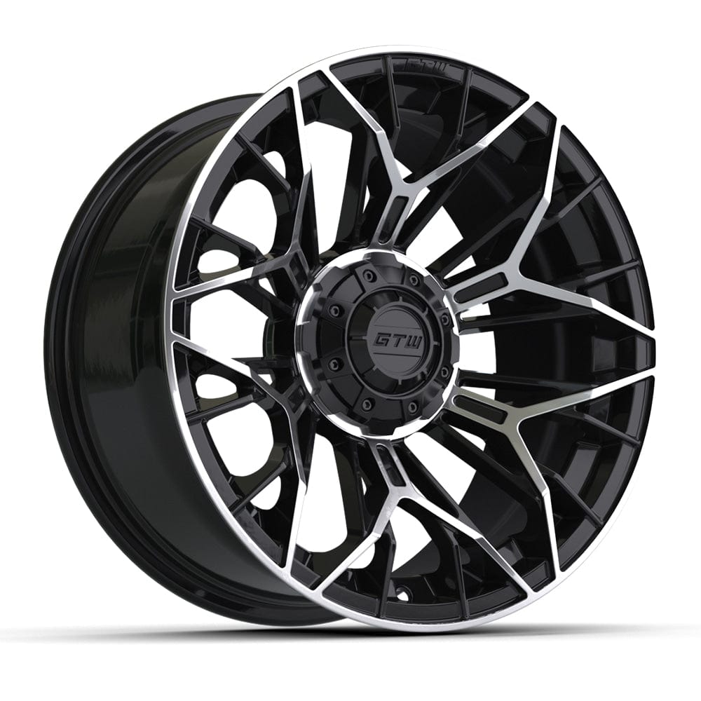 15" Stellar Black / Machined Golf Cart Wheel - 15"x7" ET-25 Offset⎮GTW® Kryptex Golf Carts