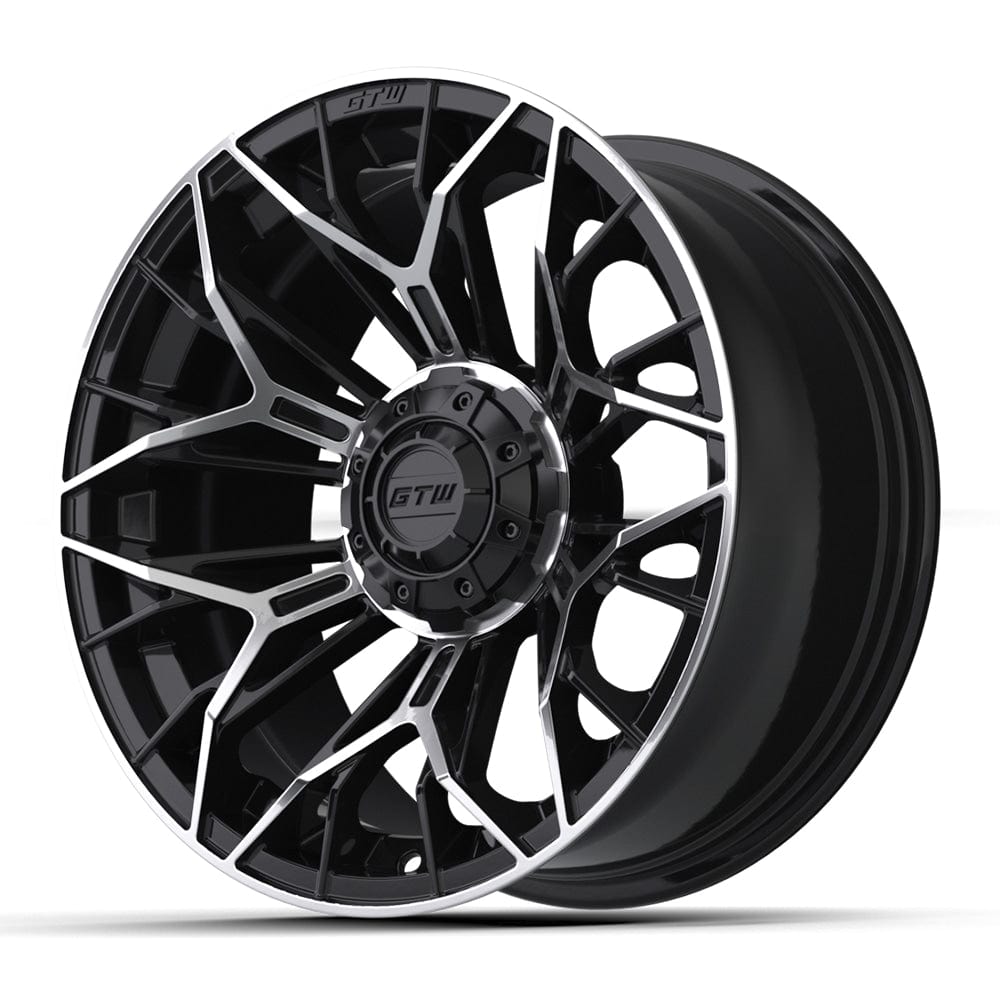 15" Stellar Black / Machined Golf Cart Wheel - 15"x7" ET-25 Offset⎮GTW® Kryptex Golf Carts