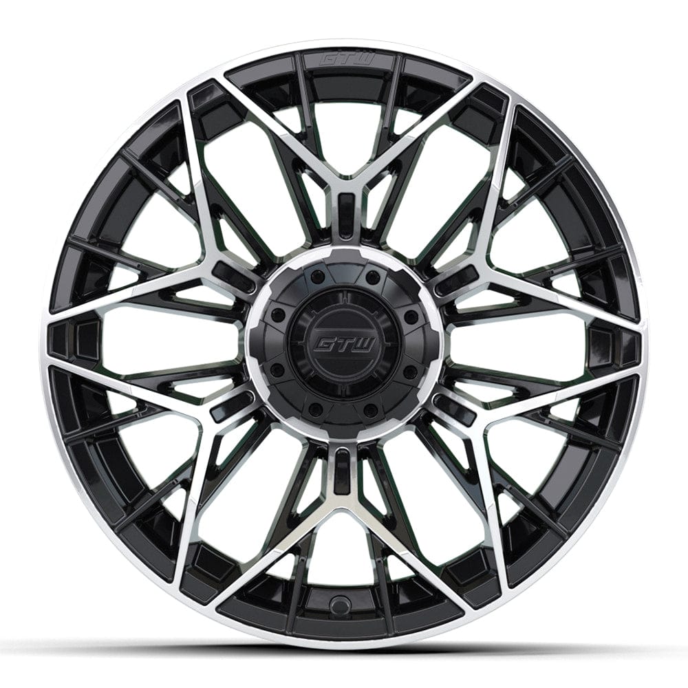 15" Stellar Black / Machined Golf Cart Wheel - 15"x7" ET-25 Offset⎮GTW® Kryptex Golf Carts