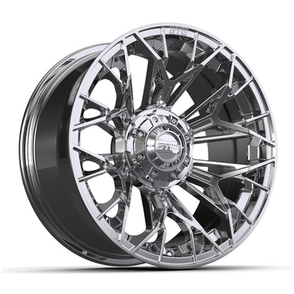 15" Stellar Chrome Golf Cart Wheel - 15"x7" ET-25 Offset⎮GTW® Kryptex Golf Carts