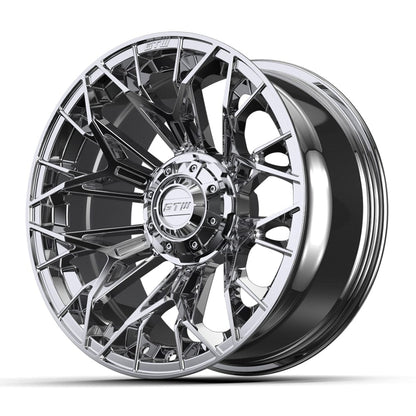 15" Stellar Chrome Golf Cart Wheel - 15"x7" ET-25 Offset⎮GTW® Kryptex Golf Carts