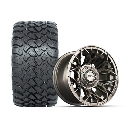 12" GTW® Stellar Wheels with Nomad 22x11R12 Off Road Tires - Set of 4 - Select Your Finish Kryptex Golf Carts