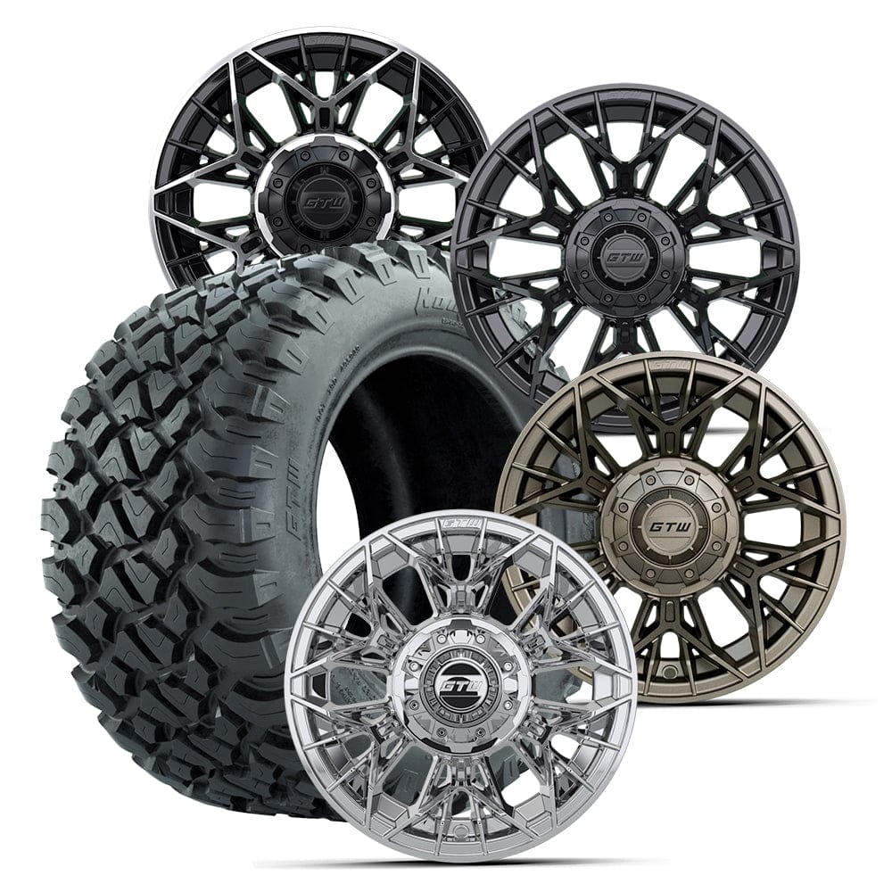 12" GTW® Stellar Wheels with Nomad 22x11R12 Off Road Tires - Set of 4 - Select Your Finish Kryptex Golf Carts