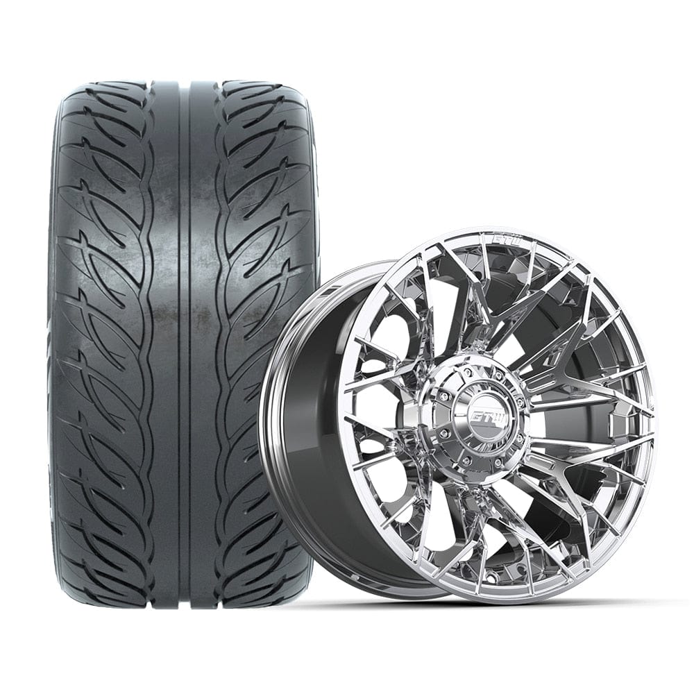 14" GTW® Stellar Wheels with Fusion GTR 255/45R14 DOT Tires - Set of 4 - Select Your Finish Kryptex Golf Carts