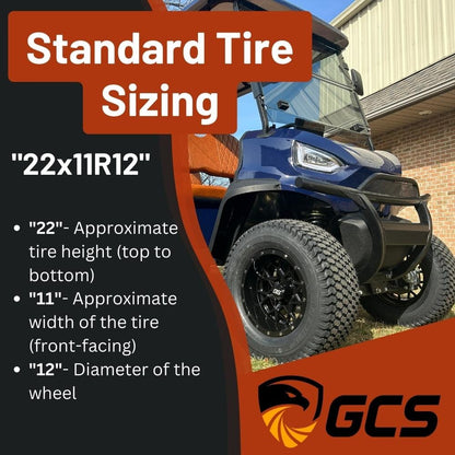 12" GTW® Stellar Wheels with Nomad 22x11R12 Off Road Tires - Set of 4 - Select Your Finish Kryptex Golf Carts