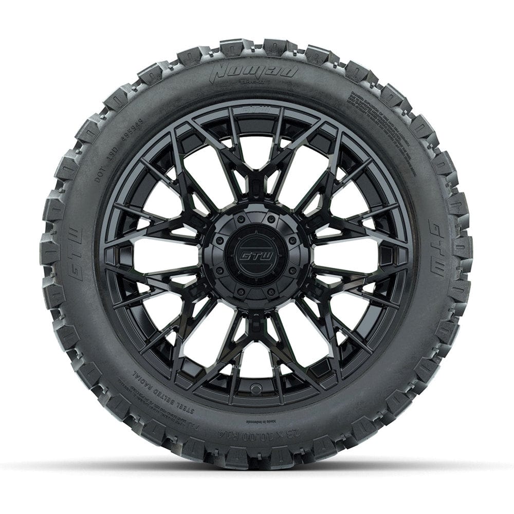 14" GTW® Stellar Wheels with Nomad 23x10R14 Off Road Tires - Set of 4 - Select Your Finish Kryptex Golf Carts