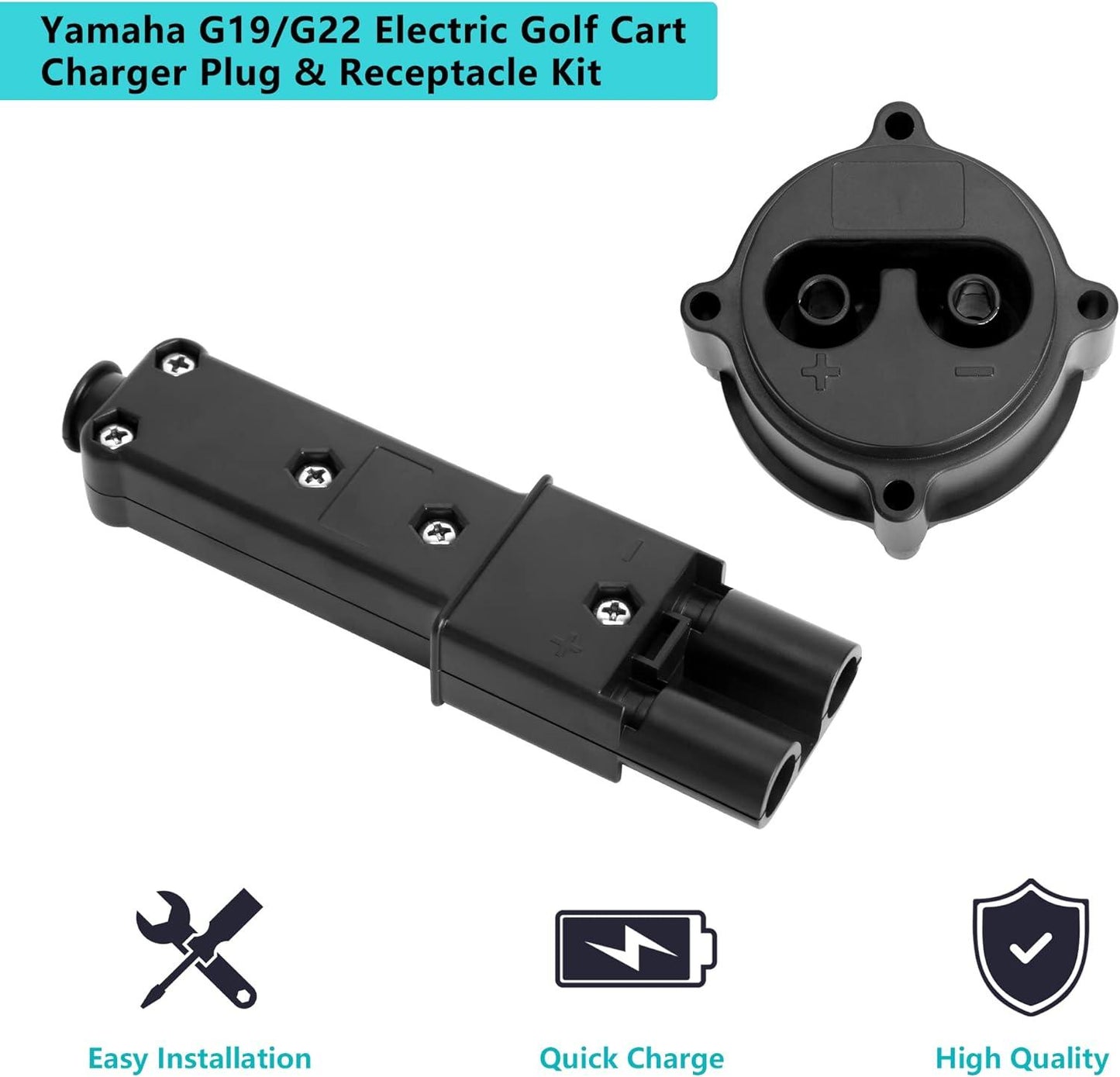 Golf Cart Charger Plug Powerwise Receptacle Kit for Yamaha G19 G22 - 10L0L Kryptex Golf Carts