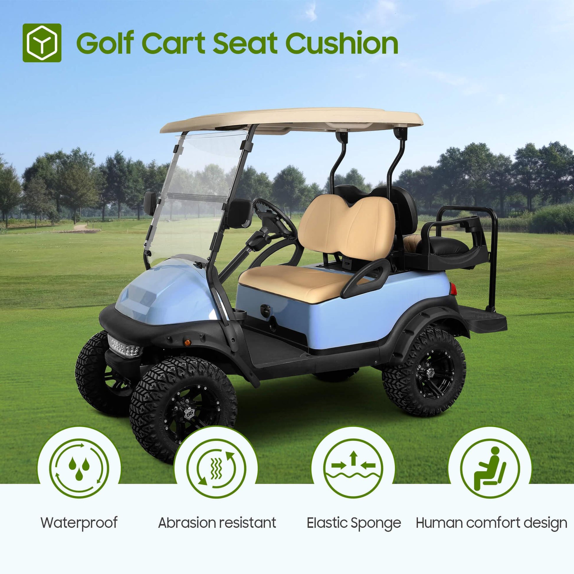Golf Cart Front Seat Cushion & Backrest for Club Car Precedent 2004-2011 - 10L0L Kryptex Golf Carts