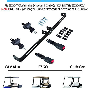 Golf Cart Seat Belt Kit with Bracket Retractable for Yamaha, EZGO, Club Car - 10L0L