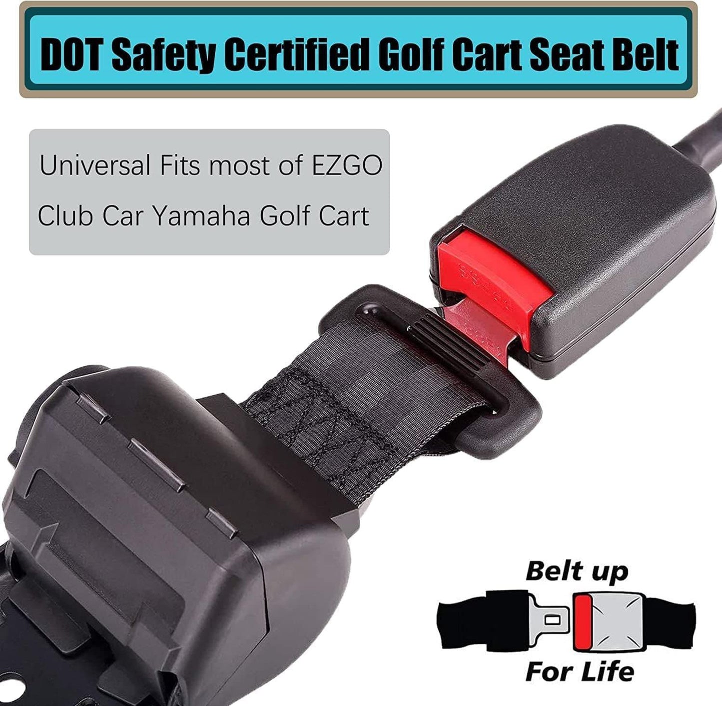 Golf Cart Seat Belts Universal Kit for Club Car EZGO Yamaha - 10L0L Kryptex Golf Carts