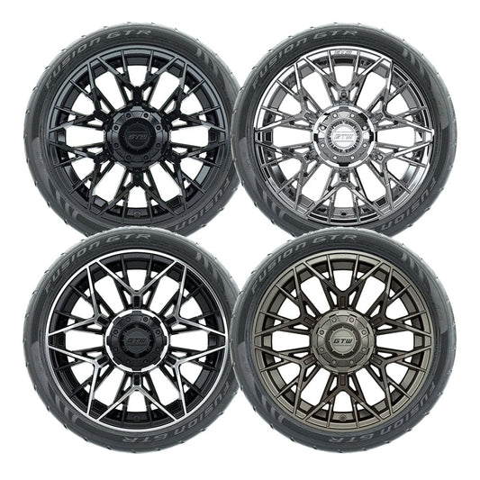 14" GTW® Stellar Wheels with Fusion GTR 205/40R14 DOT Tires - Set of 4 - Select Your Finish Kryptex Golf Carts