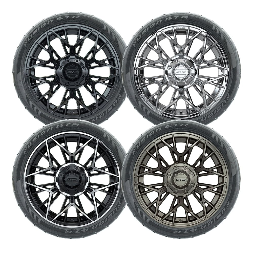 14" GTW® Stellar Wheels with Fusion GTR 205/40R14 DOT Tires - Set of 4 - Select Your Finish Kryptex Golf Carts