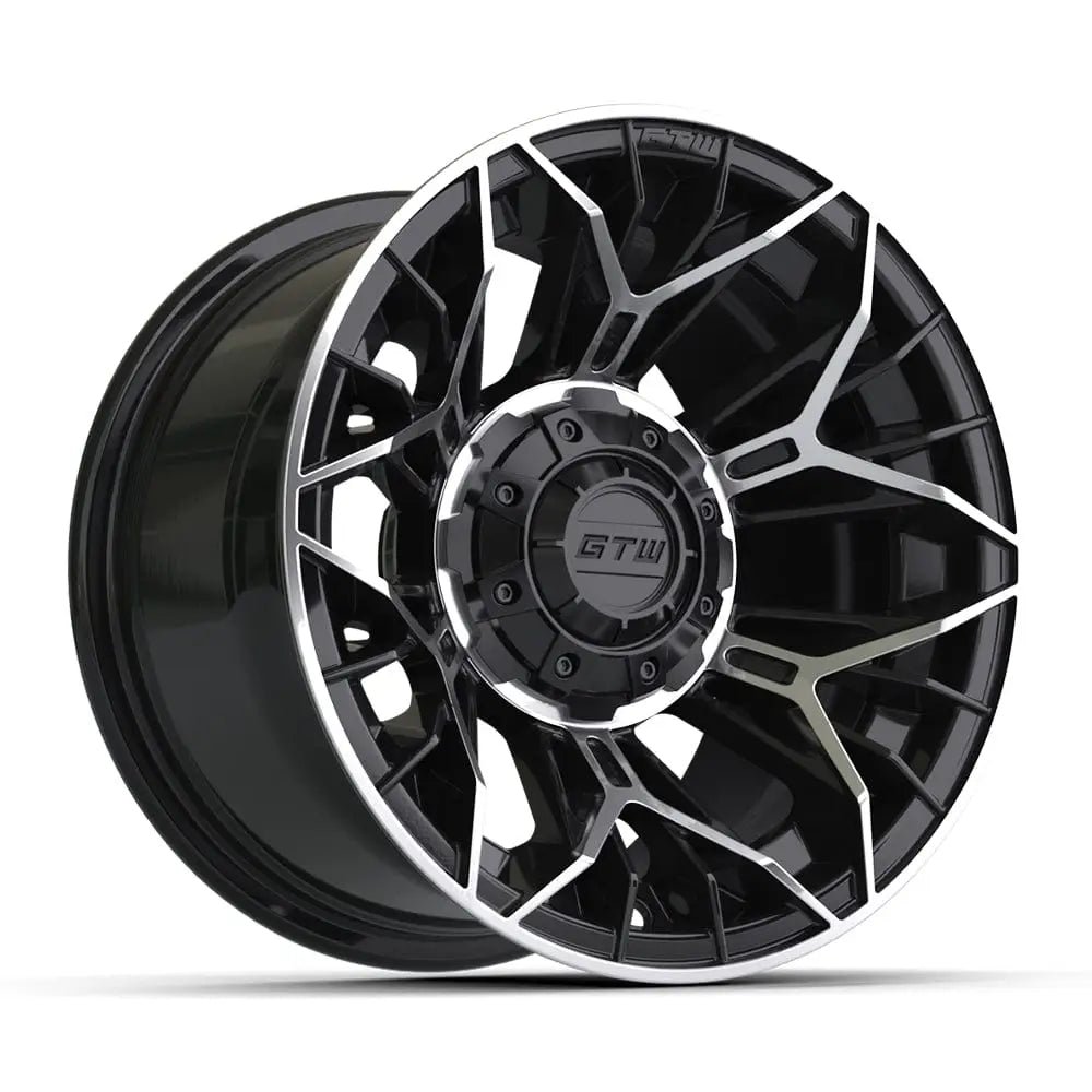12" Stellar Black / Machined Golf Cart Wheel - 12"x7" ET-25 Offset⎮GTW®